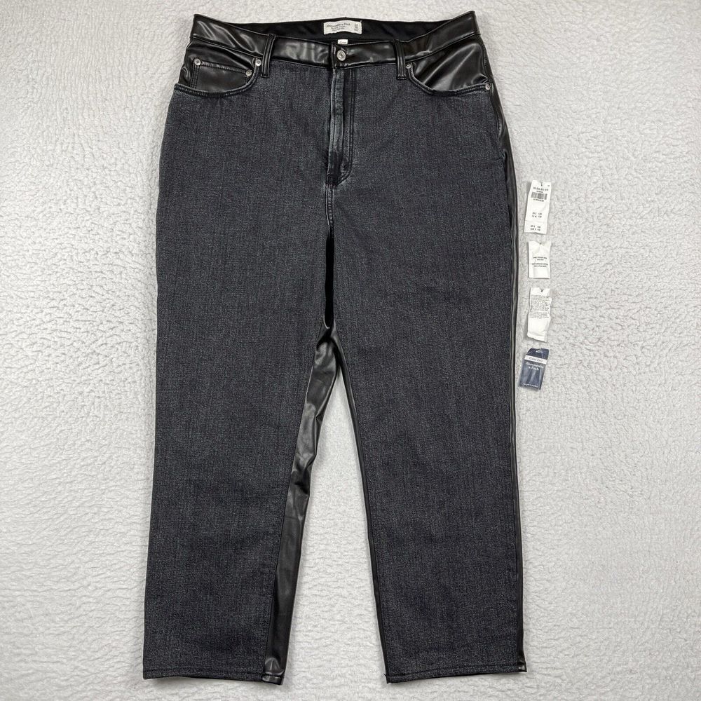 Abercrombie & Fitch Jeans Womens 34/18 Black Ankle Straight Ultra High Rise Pant